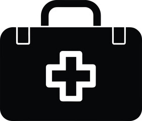 First Aid Kit Icon Medical Case Healthcare Bag Emergency Box Doctor Help Equipment Flat Design Illustration Symbol on Transparent Background