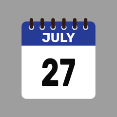 Fototapeta premium calendar july 27 icon vector reminder for important deadlines and special events this autumn season