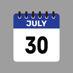 calendar july 30 icon vector reminder for important deadlines and special events this autumn season