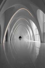 Fototapeta premium Modern arched hallway creating futuristic architecture perspective