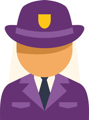 Simple and colorful vector illustration of a female police officer wearing a uniform and hat