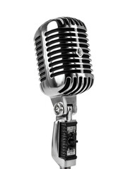 Fototapeta premium Classic vintage microphone on a black background with a retro style