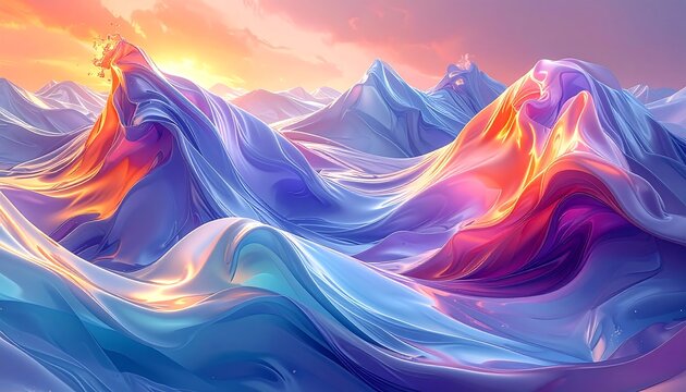 Colorful Abstract Liquid Wavescape. - Powered by Adobe