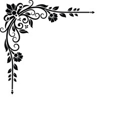 Obraz premium Elegant floral corner design with swirling vines and delicate flower motifs