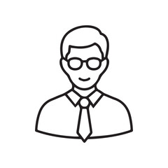 Icon Man Portrait Vector Illustration Glasses Tie Shirt Employee Businessman Office Design Avatar