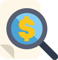Magnifying glass is hovering over a financial document, symbolizing the process of analyzing financial data for investment potential