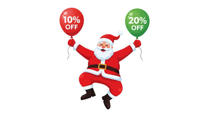 Santa's Christmas Savings Celebration: jovial santa happily showcasing special Christmas deals with colorful balloon! 