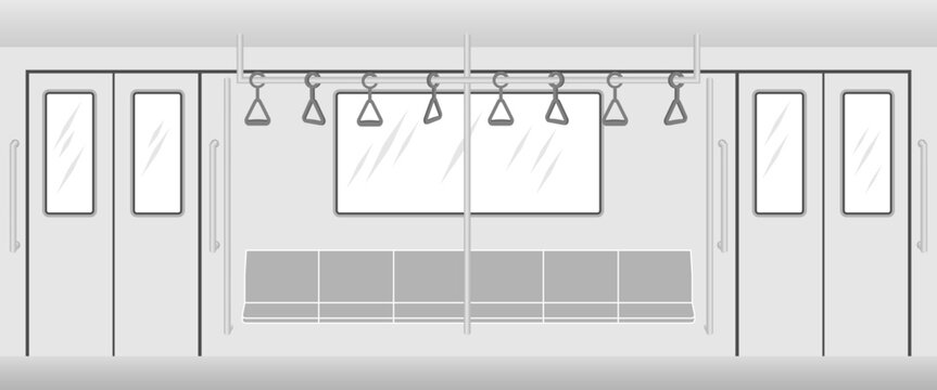 empty subway train interior vector illustration isolated on white background.