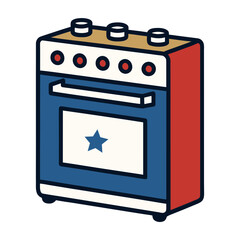 Retro stove with star emblem on oven door
