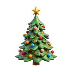 christmas tree, evergreen branches 3D Icon &ndash; Glossy Minimal Emoji Style, Isolated PNG object