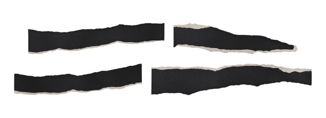 Rough single edge ripped paper banners in black craft paper style
