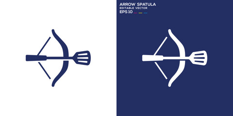 Archer logo. Spatula, arrow, restaurant, cooking. Vector design template.