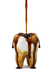 Tooth with coffee stains Concept have stains from coffee and tea isolated on a white background