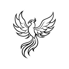 Stylized phoenix bird design on transparent background