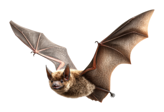 Bats flying in twilight sky wildlife natural habitat isolated on transparent background