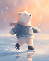 Illustration of a Teddy Bear Ice Skater