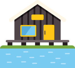 Serene floating bungalow with a picturesque view, ideal for a relaxing vacation getaway