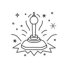 Joystick with stars outline art on transparent background