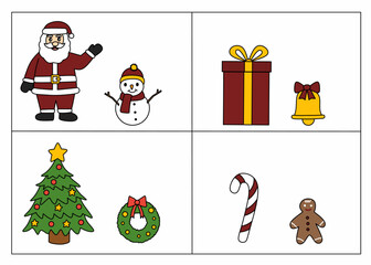 Christmas size comparison worksheet for preschool. Kids learn big and small with fun holiday images like Santa and gifts.