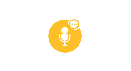 A microphone icon with a chat bubble overlay signifies voice recording or audio communication.