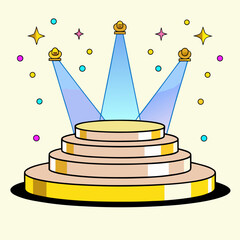 Cartoon Style Multi- Tiered Stage with Colorful Lights
