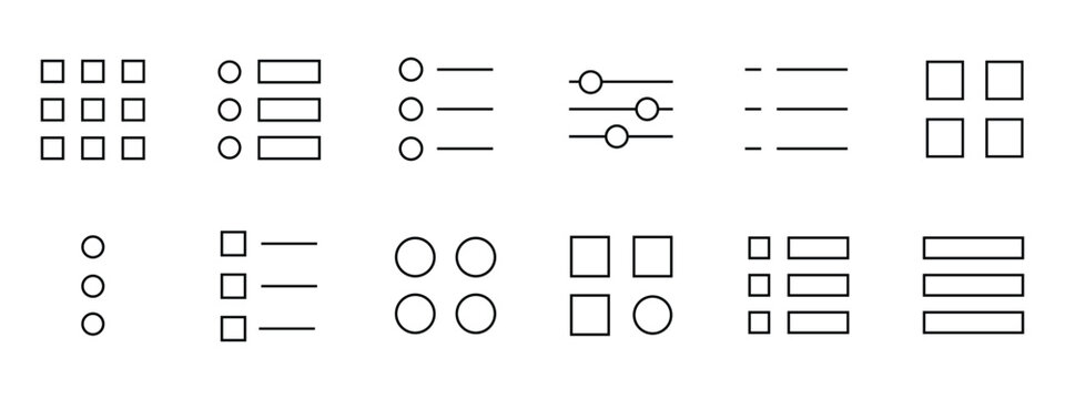 Menu line icon set. intuitive controls, navigation, interface, list symbol. vector illustration.