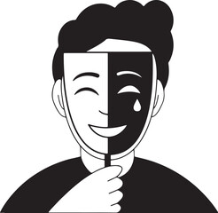 Fototapeta premium The Mask We Wear Hiding Sadness Behind a Smile Emotional Duality