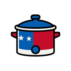 Slow cooker with texas flag design and black background