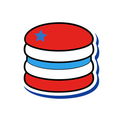 Patriotic macaron with star and stripes design