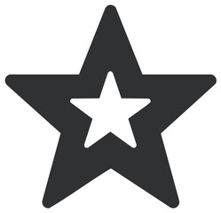 Black Star Icon with White Inner Star Shape Over White Background