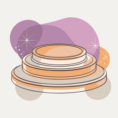 Round Podium with Abstract Purple and Orange Shapes