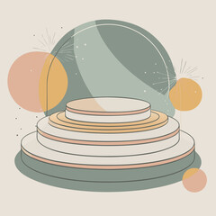 Tiered Podium with Abstract Arcs and Circles stage
