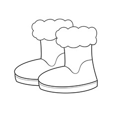 Winter snow boots clip art hand drawn black and white