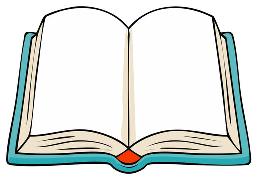 Open book illustration with blank pages for educational reading materials and design elements.