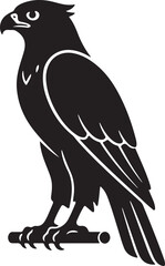 Majestic Black Hawk or Falcon Silhouette Bird of Prey Emblem
