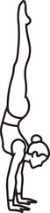 Gymnast handstand pose traced outline showing flexibility and strength training balance