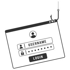Phishing login icon. Online scam and cyber fraud security warning on transparent background