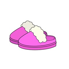 Pink fluffy winter slippers clip art 