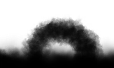 A captivating archway of dark smoke gracefully billows against an isolated on transparent background, creating a mesmerizing visual effect that evokes mystery, drama, and ethereal beauty
