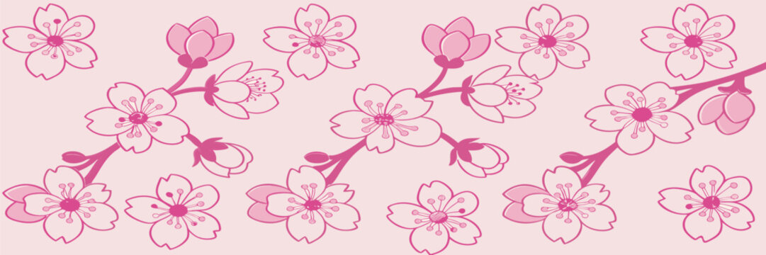Vintage Cherry Blossom Pattern: Spring Concept Illustration