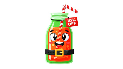 Refreshing Deal: A cheerful juice bottle, complete with a straw and price tag, embodies the essence of a refreshing offer.