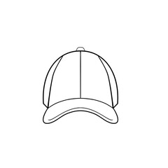 Baseball cap hat front view clip art hand drawn black and white