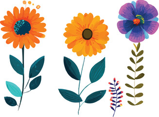 set of vector flowers