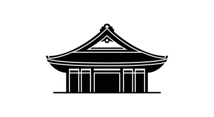 Simple Black and White Minimalist Asian Temple Building Structure Icon