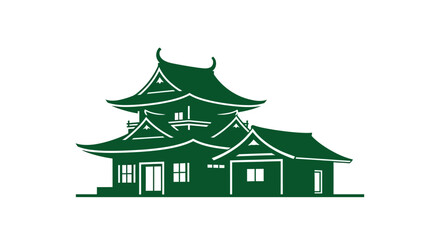 Simple Silhouette Japanese Style Green Architecture Building Structure Icon