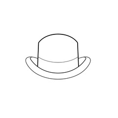 Bowler top hat clip art hand drawn black and white