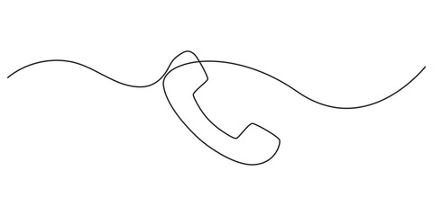 Phone line continuous drawing vector. One line Handset vector background. Handset icon. Continuous outline of a Home phone.