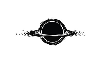Abstract representation of a black hole with swirling accretion disk on a white background