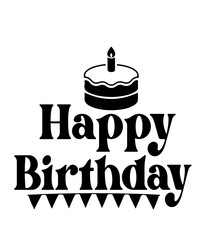 Happy Birthday typography design on plain white transparent isolated background for card, shirt, hoodie, sweatshirt, apparel, tag, mug, icon, poster or badge