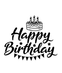 Happy Birthday typography design on plain white transparent isolated background for card, shirt, hoodie, sweatshirt, apparel, tag, mug, icon, poster or badge